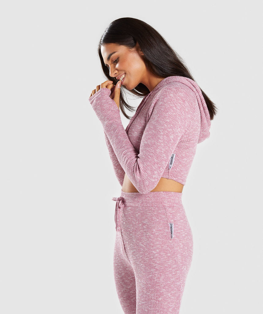 Gymshark Slounge Cropped Hoodie Dusky Pink Marl Gymshark
