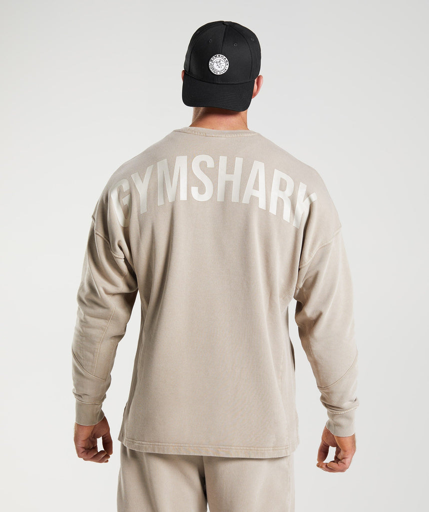 Gymshark Power Washed Crew - Cement Brown | Gymshark